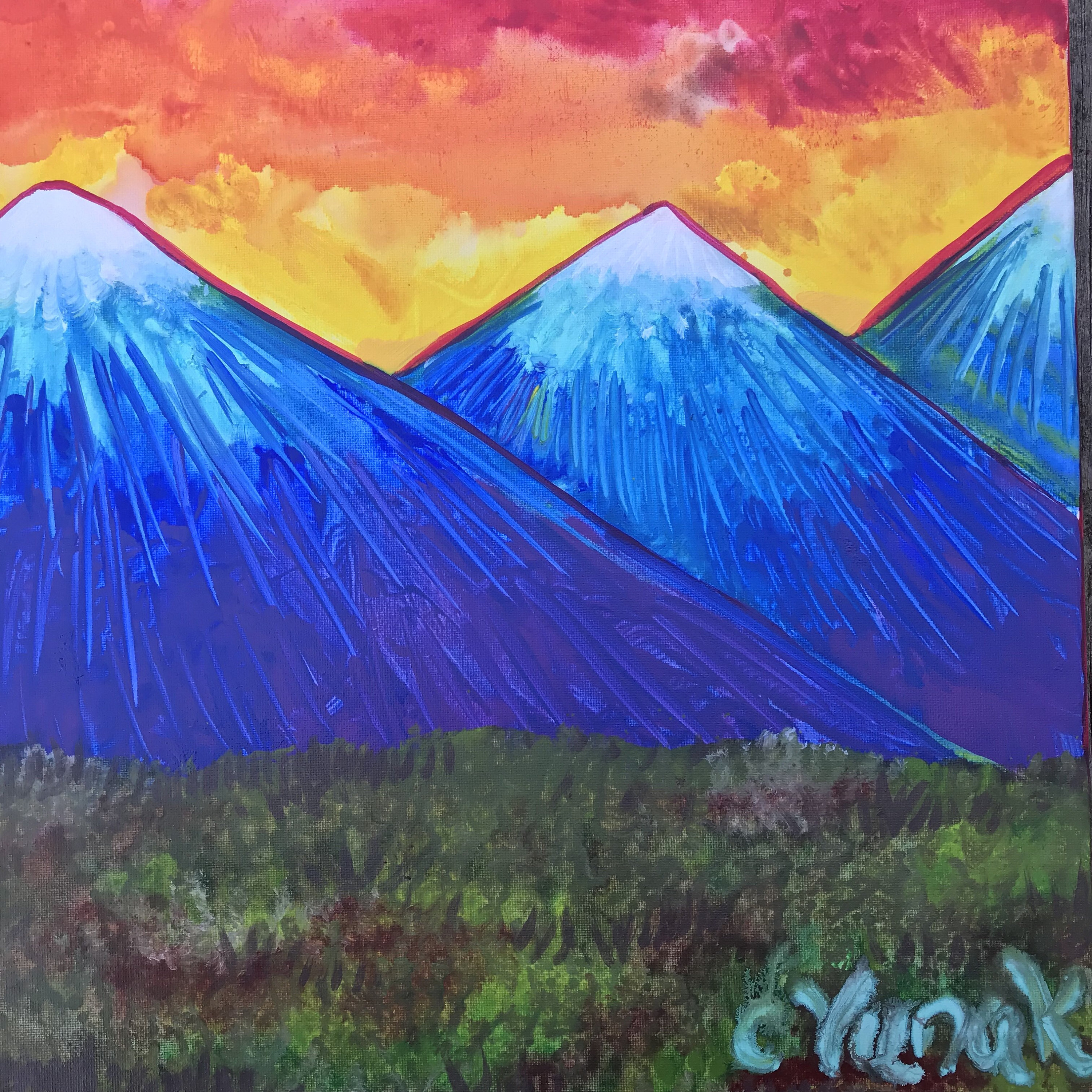 Original Abstract Acrylic Mountain Landscape Painting on ... Original Abstract Acrylic Mountain Landscape Painting on ...