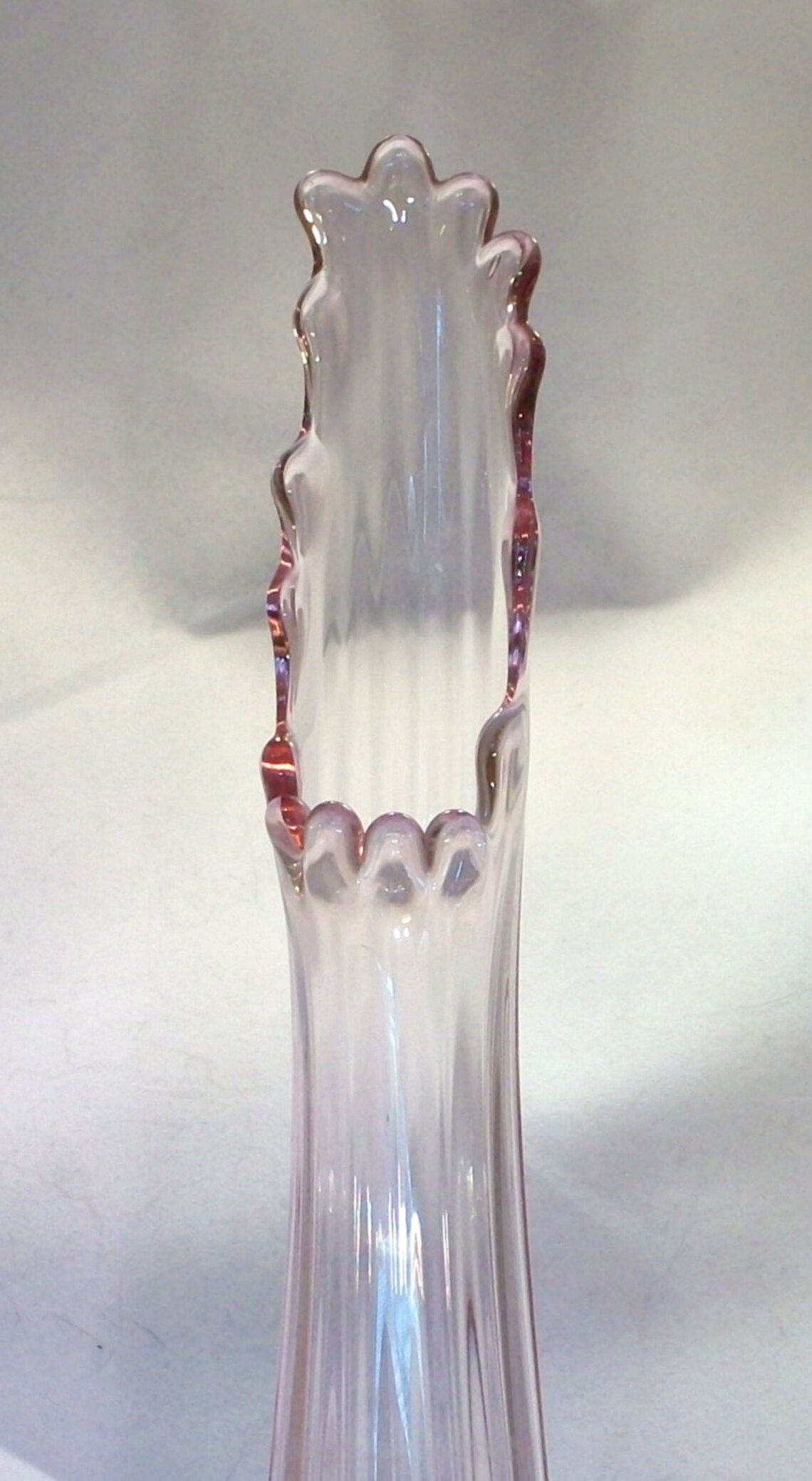 Tall Pink Glass Swung Vase 1960's Viking Glass Tall Pink Etsy