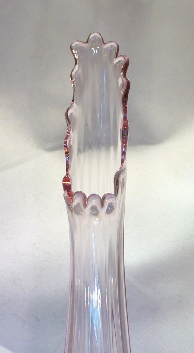 Tall Pink Glass Swung Vase 1960's Viking Glass Tall Pink Etsy