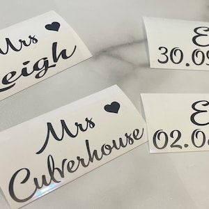 Wedding / bridal shoe decals/stickers includes name and date great for high heels image 2