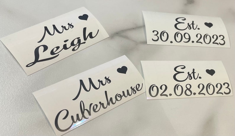 Wedding / bridal shoe decals/stickers includes name and date great for high heels image 2