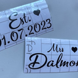 Wedding / bridal shoe decals/stickers includes name and date great for high heels image 6