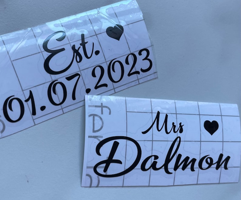 Wedding / bridal shoe decals/stickers includes name and date great for high heels image 6