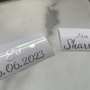 Wedding / bridal shoe decals/stickers includes name and date great for high heels image 5