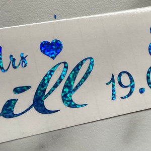 Wedding / bridal shoe decals/stickers includes name and date great for high heels image 3