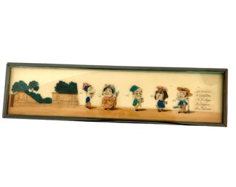 French Epinal Characters Painted on Glass
