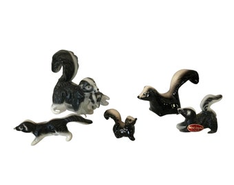 Ceramic Skunks in Miniature- Lot of 5