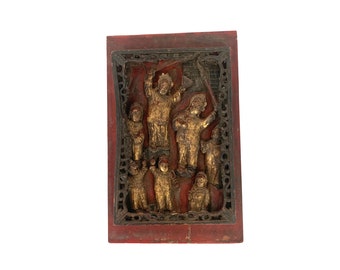 19th C. Chinese Wood Panel With Children