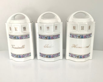 White Ceramic Dutch Canisters-Set of 3