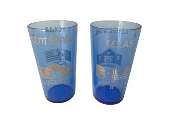 Texas Centennial Alamo Glassware Set of 2