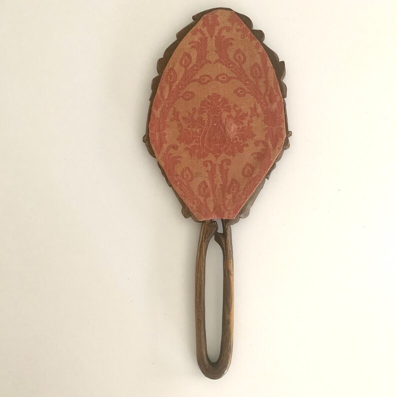 Antique Hand Carved Wooden Hand Mirror With Bird image 4