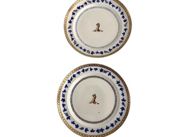 18th Century Chinese Export Armorial Plates With Griffin Crest, Qianlong - A Pair