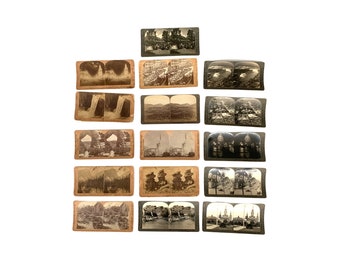 Lot of 17 Stereoscope Cards of US Landscapes from 1897-1900's