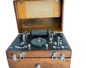 Antique Sears Roebuck Medical Battery c1910 Electrotherapy Machine w/ Electrodes & Instructions