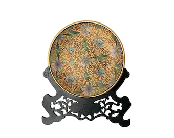 Vintage Champleve Display Plate With Stand