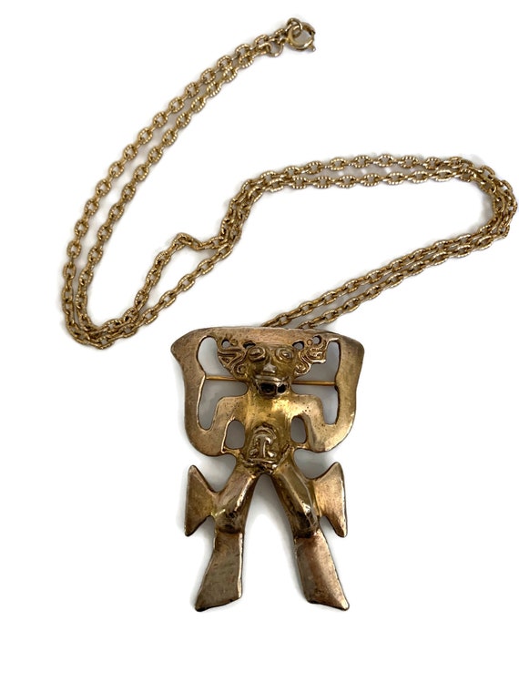 Face Geometric Avant Garde OOAK Pendant Necklace Clay Jewelry