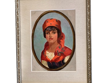 Framed Portrait of a Girl in Period Dress