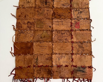 1900’s Leather Postcards Stitched Together