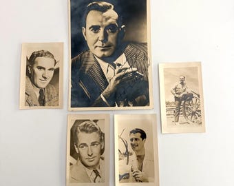 Fotos publicitarias de la década de 1940: cinco estrellas de cine masculinas - Lote de 5 fotos