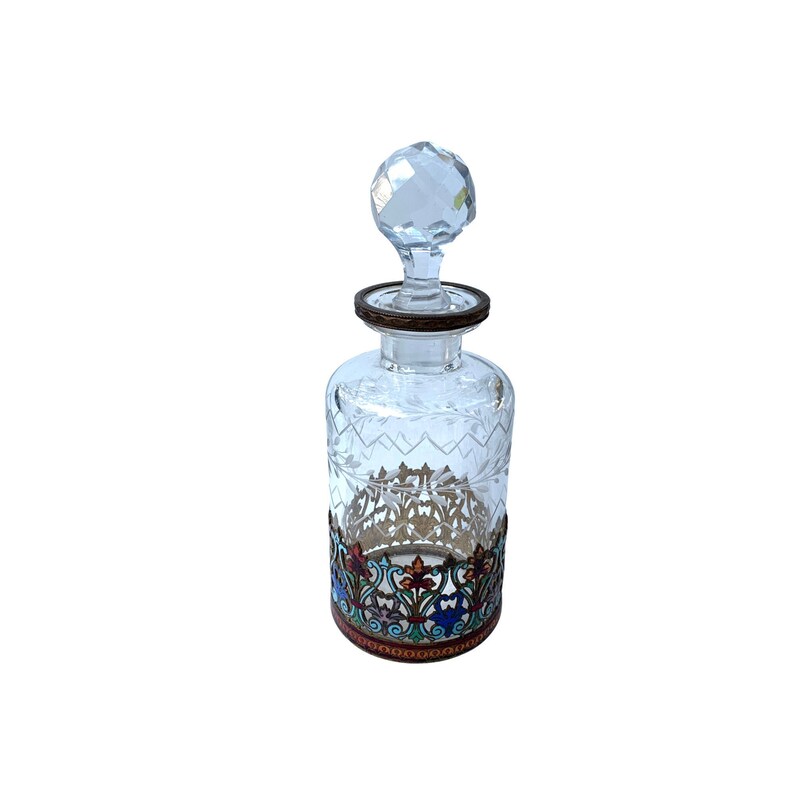 Antique French Scent Bottle With Enamelled Base image 1