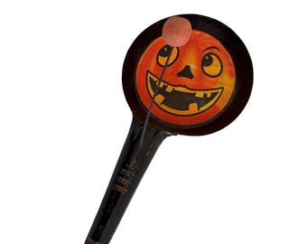 Antique Halloween Jack-O’-Lantern Tin Noisemaker – Circa 1920s–1940’s
