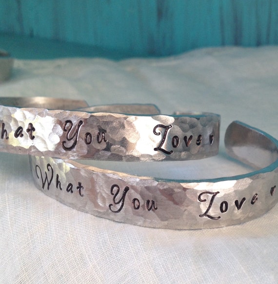 Items similar to Do What You Love Bracelet Cuff Metal Stamped Cuff