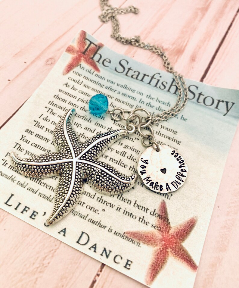 Starfish Story Necklace Make a Difference Necklace Stamped