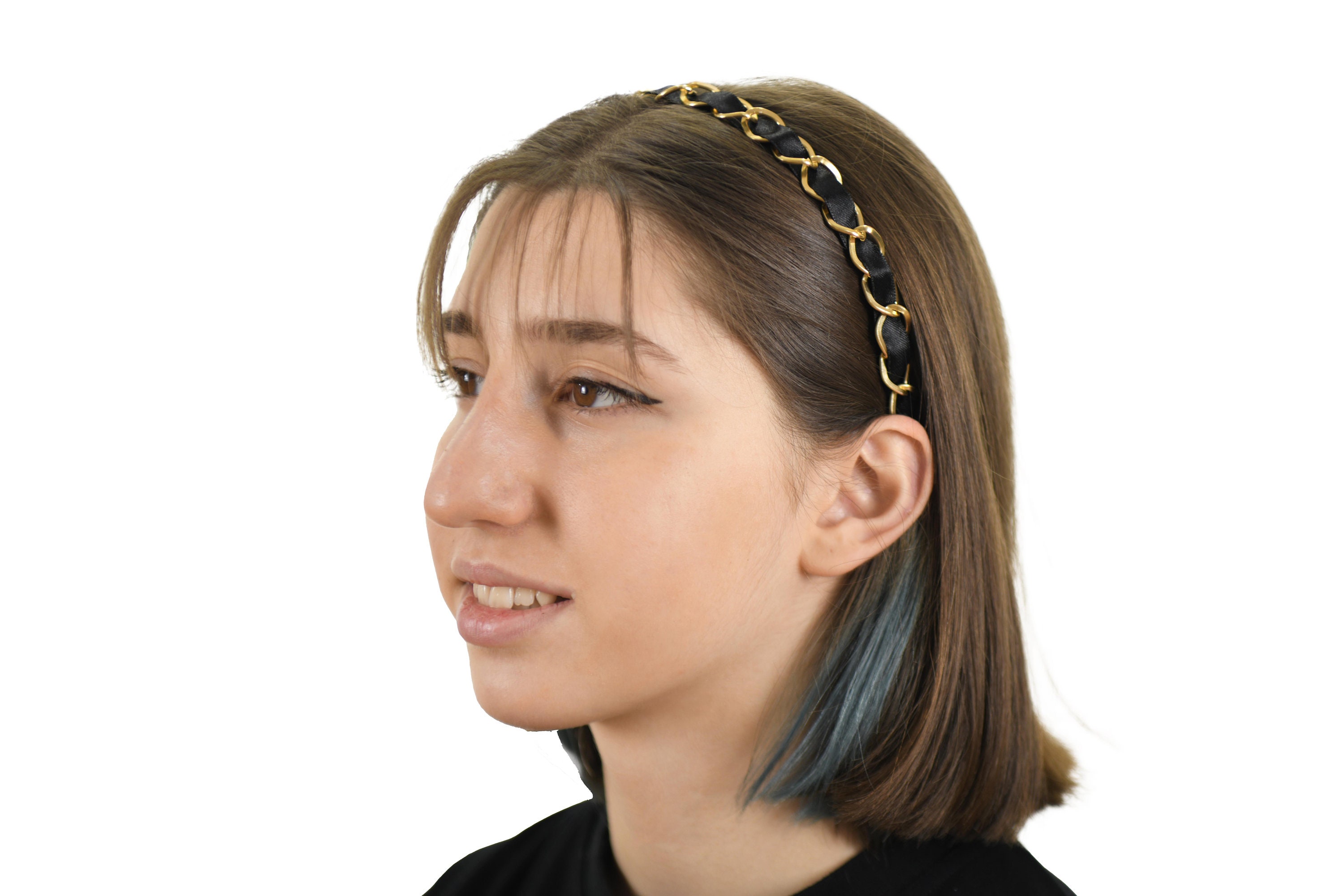 Chain Embroidered Hard Metal Headband for Woman Metal Etsy