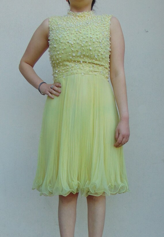 pastel yellow cocktail dress