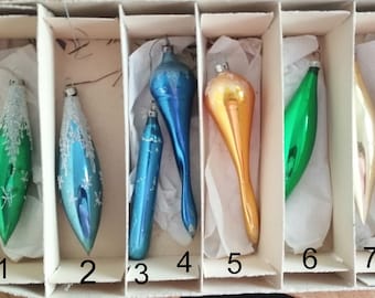 Vintage Quecksilber Glas Oval Eiszapfen Weihnachtsbaumschmuck Wählen Sie Stil.
