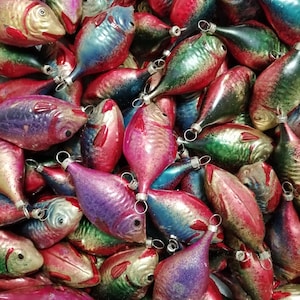 Vintage Czech blown glass fish Christmas ornament Choose quantity