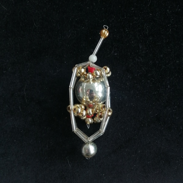 Vintage blown mercury glass bead pendant Christmas ornament end of day Gablonz