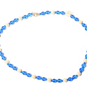 Vintage necklace Czech blue imitation pearl glass beads