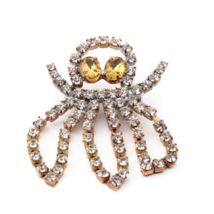 Czech handmade glass rhinestone octopus pin brooch