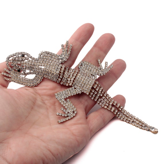 Grande Lucertola Camaleonte Spilla Spille Animali Strass Spille