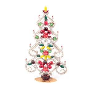 Czech rhinestone cabochon Christmas tree; free standing ornament
