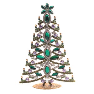 Large vintage Czech rhinestone cabochon Christmas tree ornament