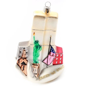 Large blown glass New York skyline Christmas ornament