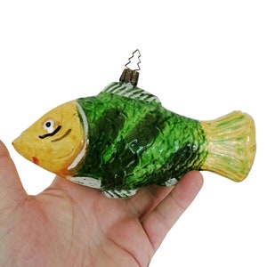 Vintage XL deutscher Glaskarpfen Weihnachtsbaumschmuck
