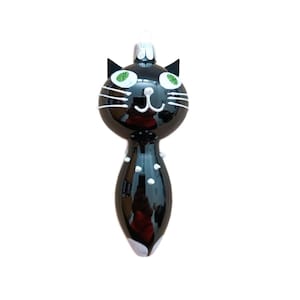 Large glass black cat Christmas ornament decoration