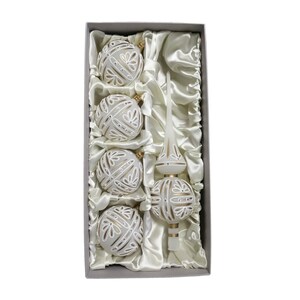 Set 5 large blown glass Christmas ornaments tree topper gold frost
