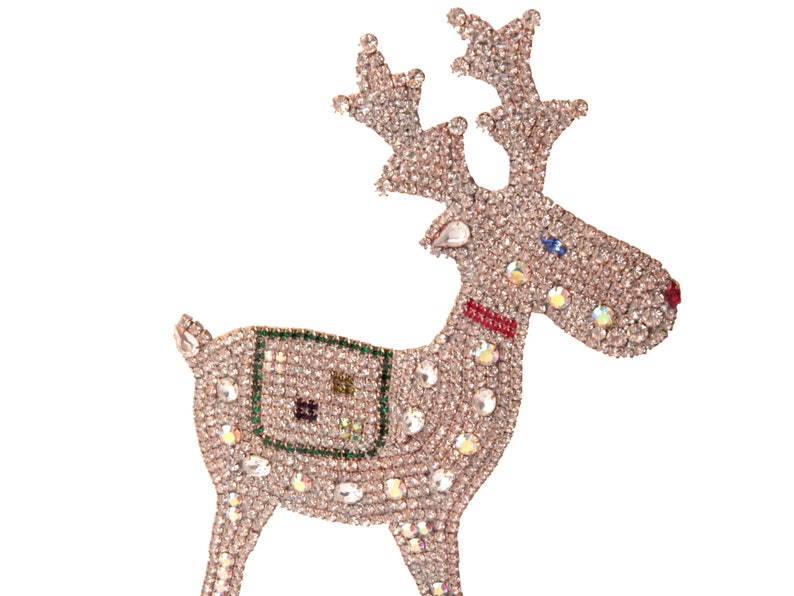 Free standing Czech crystal AB rhinestone reindeer Christmas ornament