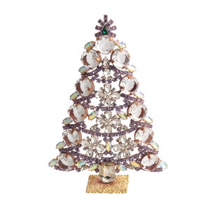 Czech vintage crystal and blue rhinestone Christmas tree ornament