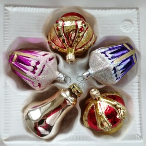 Vintage glass Christmas tree ornaments Choose style bell crown lantern