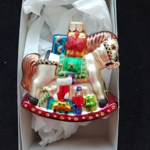 Czech blown glass rocking horse Christmas tree ornament decoration