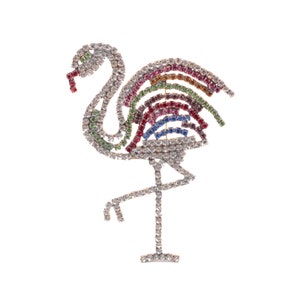 Large Vintage Czech rhinestone flamingo pin brooch