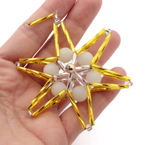 Czech handmade glass bead gold star Christmas ornament