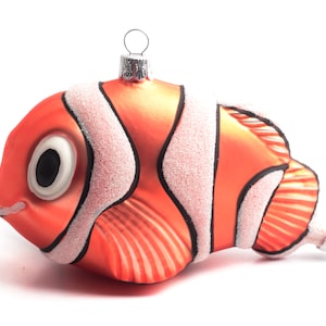Large Czech glass hand painted fish Christmas tree ornament