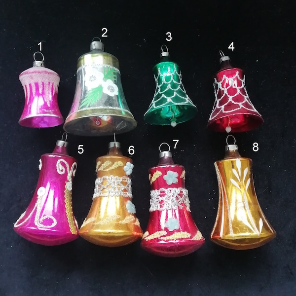 Vintage mercury glass bell Christmas tree ornament Choose style