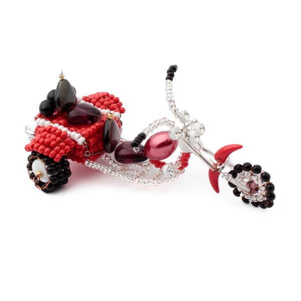 Czech handmade glass bead trike motorcycle Christmas tree ornament